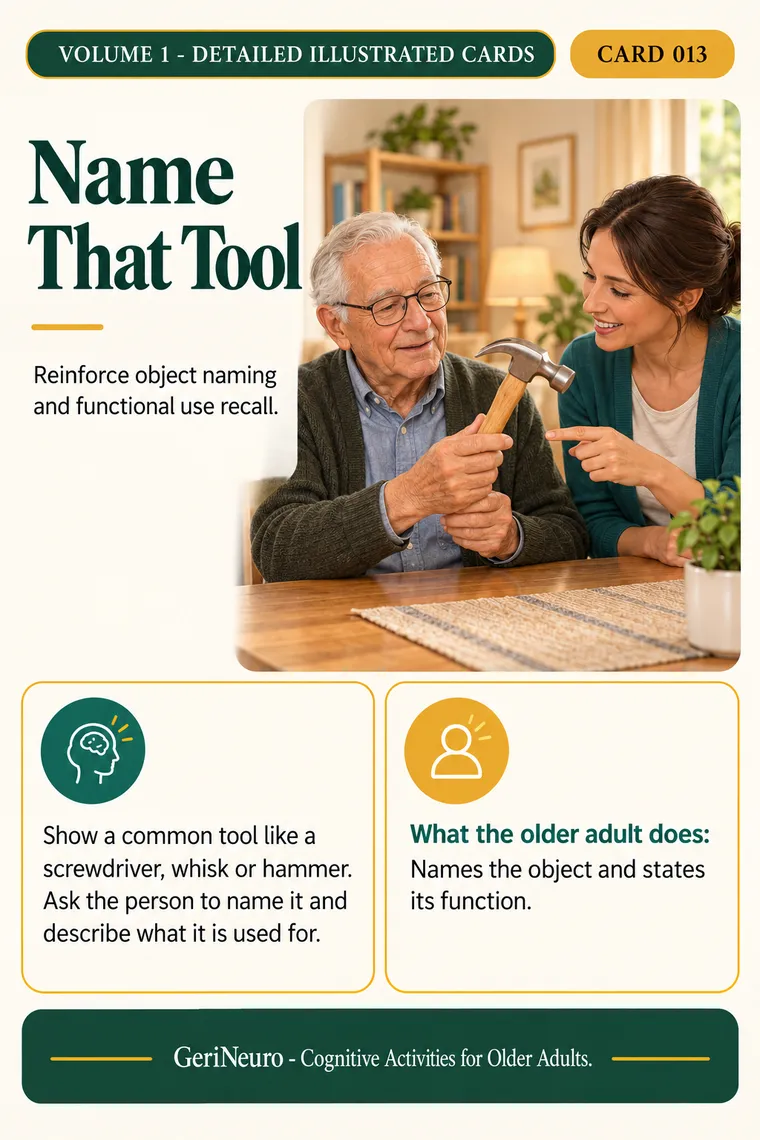 GeriNeuro inside page β Card 013: Name That Tool
